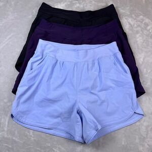 Lands End Quick Dry 4" Swim/Active Shorts Lot of 3 Womens 16W Black Purple Blue